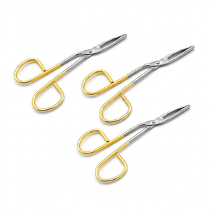 Pince à épiler professionnelle 3 pièces de style ciseaux pour l'épilation, en acier inoxydable plaqué or, approuvée CE ISO 13485 - Product Image 4