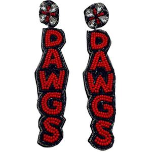 Pendientes DAWGS con cuentas hechos a mano para mujeres y niñas, estilo universitario inspirado en fiestas universitarias, joyería de moda, tema Cristiano - Product Image 1