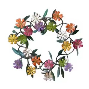 New Style Black Metal Leaf <b>Wreath</b> Decorative Wall Hanging <b>Wreath</b> for Home Front Door Wall Decorative Metal <b>Wreath</b> Garland - Product Image 6