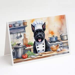 Scottish Terrier the Chef Whimsical A7 Juego de tarjetas de felicitación Paquete de 8 tarjetas de notas en blanco con sobres Tamaño 5x7 - Product Image 1