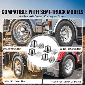 Copricerchi per Asse Posteriore Resistenti alla Ruggine, Coperture per Dadi di Bloccaggio in ABS Elettroplaccato, Coperture Asse a Punta per Camion Semirimorchio, Adattamento Universale - Product Image 2
