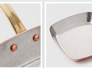 Copper Saute <b>Pan</b> With Stainless Steel <b>Handle</b> Modern Design For Gas Cooker No Coating Heat Resistant Square Shape <b>Pan</b> - Product Image 2