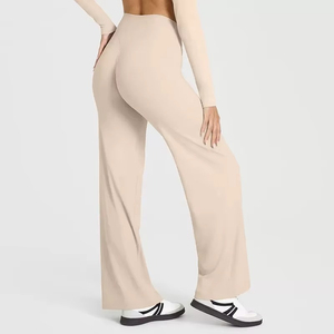 Women Extended <b>Flare</b> Straight Leg Pants Workout Tummy Control Wide Leg Pants Butt Lifting Yoga <b>Leggings</b> - Product Image 6