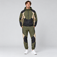 Desain Terbaru Setelan Olahraga Pria dengan Jaket Tahan Angin Berbahan Kain Anti Angin, Celana Pinggang Elastis, Nyaman Dipakai, OEM