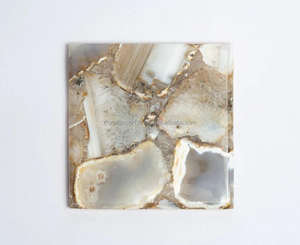 Posavasos de ágata de piedra semipreciosa de lujo Piedra de ágata azul natural para posavasos de taza - Product Image 2