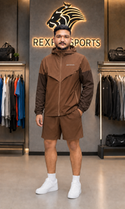Ensemble veste et short en nylon personnalisé REXFIT SPORTS 2026, survêtement de sport à fermeture éclair intégrale pour l'entraînement, les vêtements décontractés et les activités de plein air - Product Image 6