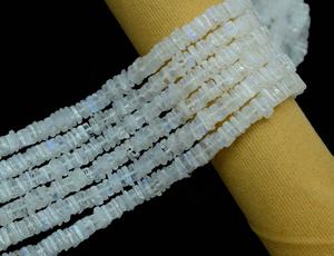 100% Precious White Rainbow Moonstone Beads Smooth Heishi Square Shape para la fabricación de joyas - Product Image 5