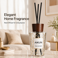 Diffuseur à roseaux sans flamme AIKUN de luxe, design bouteille en verre haut de gamme, faible MOQ, sûr, pour la vente en gros