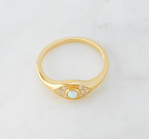 Natural Ethiopian <b>Opal</b> 3mm Round Shape 925 Silver <b>Gold</b> Plated CZ Pave Diamond Gemstone <b>Ring</b> Unisex Women's Engagement Wedding - Product Image 6