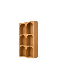 Librería Japonesa Moderna de Madera con 6 Compartimentos Arqueados, Diseño Minimalista Independiente para Sala de Estar, Oficina en Casa, Almacenamiento - Product Image 2
