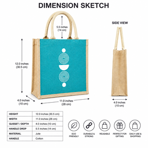 Geometric Pattern Eco-Friendly Jute Tote <b>Bag</b> <b>Medium</b> <b>Size</b> Top Handle Beach & Groceries Shopping <b>Bag</b> - Product Image 2
