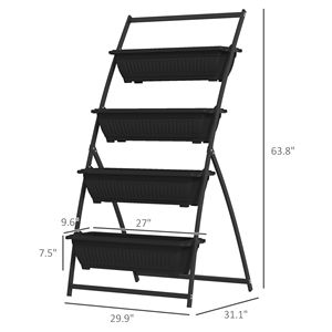 Support de Jardin Vertical Classique à 4 Niveaux, Robuste, en PP pour l'Extérieur, avec 4 Bacs pour Légumes et Fleurs - Product Image 3