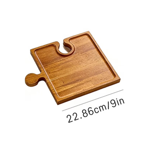 Plateau à apéritifs en bois d'acacia de style élégant avec porte-verres et assiettes à snacks pour fêtes et restaurants, en provenance du Vietnam - Product Image 2