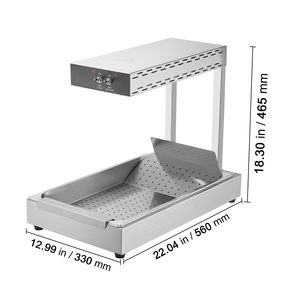 Lampada Elettrica Commerciale da 750W in Acciaio Inossidabile per Riscaldare Alimenti, Scaldapatatine Fritte, Stazione di Riscaldamento e Mantenimento a 104 Posizioni - Product Image 6