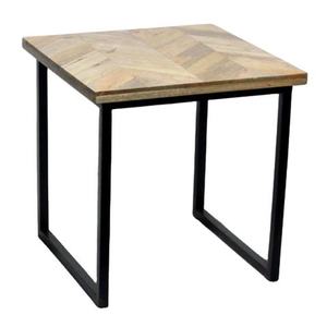 Mesa Auxiliar de Metal con Tapa de Madera de Forma Cuadrada y Detalles Artísticos que Realzan el Ambiente del Hogar, Mesa Decorativa para el Centro de la Sala - Product Image 1