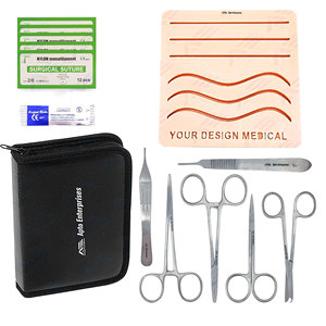 Kit de formation en acier inoxydable pour instruments chirurgicaux et médicaux, avec coussin de suture et dissolvant de agrafeuse, 17 pièces - Product Image 1
