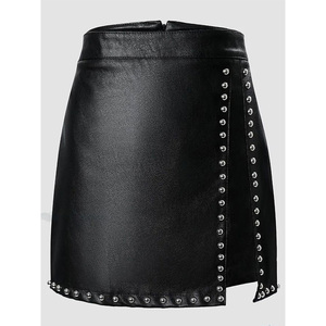 Minifalda de Cuero Sintético de Cintura Alta con Cierre Frontal, Estilo Y2K Brillante y Sexy, Falda Lápiz Ajustada de Color Sólido para Mujer - Product Image 5