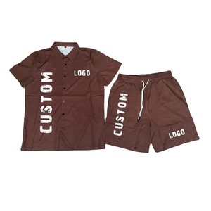 2026 Wholesale price pink 2-Piece Men's Summer <b>Set</b> Breathable 100% cotton Oversize T-Shirt and Shorts Men's T-Shirt Short <b>Set</b> - Product Image 2