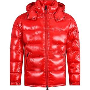 Chaqueta de Invierno Extra Grande para Hombre 2026, Chaqueta Acolchada con Capucha de Diseñador, Color Rojo con Logotipo Personalizado, Chaqueta de Burbujas Brillante - Product Image 1