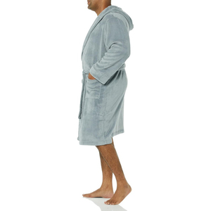 Peignoir en coton éponge personnalisé avec logo imprimé, respirant, séchage rapide, thermique, grande taille, manches longues, uni, décontracté pour homme - Product Image 4