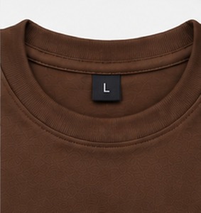 <b>Men's</b> Brown Cotton T-Shirt Regular Fit O-Neck Short Sleeve Casual Solid Color Jersey Knit - Product Image 5