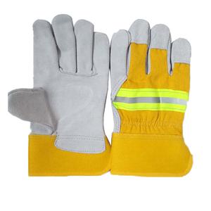 ถุงมือทำงาน เกรด AB หนังวัวแท้ สะท้อนแสงแบบ Hi-viz บุซับในตามสั่ง ถุงมือนิรภัย OEM ยังไม่มีรีวิว - Product Image 1