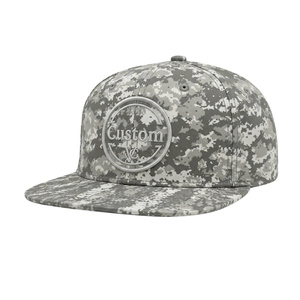 Wholesale Baseball Snapback Cap Custom Logo 6 Panel Waterproof Fabric Camo Flat Brim Unisex Structured Camouflage Outdoor Street - Product Image 1
