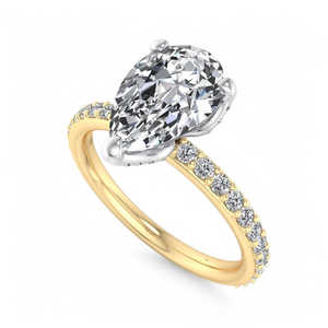 Anillo de Compromiso con Diamante Cultivado en Laboratorio, Corte Pera, Halo Oculto, Banda Pavé, Solitario, Oro, Anillo de Propuesta, Certificado IGI, Anillo Nupcial - Product Image 6