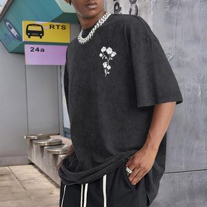 เสื้อยืดพิมพ์ลายพรีเมียมแบบฟอกกรดสำหรับผู้ชาย ผ้าฝ้ายสโตนวอช สตรีทแวร์ โรงงานผลิตเสื้อผ้าตามสั่ง ผู้ผลิตเสื้อผ้าแบบกำหนดเอง - Product Image 5