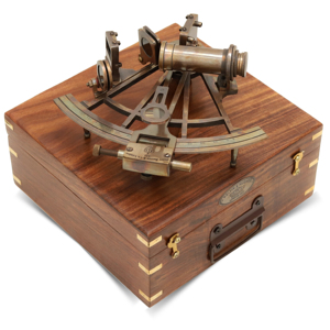 Sextante náutico de latón con dos telescopios, instrumento de navegación marítima antiguo con caja de madera, Sextante de navegación - Product Image 2