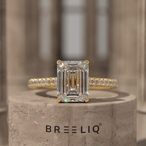 1.75CT Emerald Cut Diamond Engagement Ring 14K Solid Gold Pave Band Solitaire Ring Hidden Basket <b>Bridal</b> Ring OEM ODM Supplier - Product Image 1