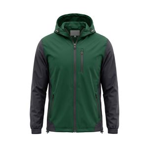 Chaqueta con capucha y cremallera en el pecho, resistente a la intemperie, cortavientos, deportiva, utilitaria, transpirable, de poliéster. - Product Image 1