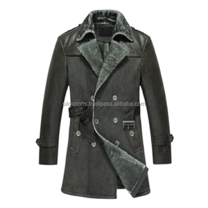 เสื้อโค้ทยาว100% สีเขียวหนังแกะแกะแกะย้อมสีเรียบสำหรับผู้หญิงสำหรับฤดูหนาว - Product Image 3