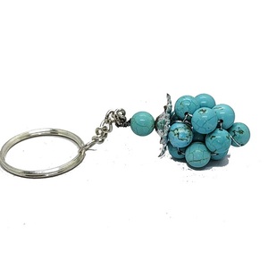 Porte-clés en cristal de haute qualité, pierre turquoise bleu ciel, perles de pierre naturelle, porte-clés de guérison pour femmes - Product Image 4