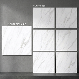 Azulejos de porcelana alemanes Satuario de 800x800 mm, azulejos brillantes de 80x80 cm, azulejos de cerámica para pared y suelo con efecto mármol Carrara, azulejos vitrificados de Foshan. - Product Image 2