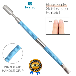 Stainless Steel New Arrival Durable Blue-Coated Ergonomic Dual-Ended Cuticle Nail Pusher With Non-Slip Grip For Salon Nail Art - Product Image 4