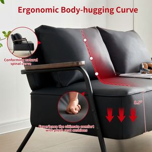 Divano Letto Futon Moderno Compatto da 44 W in Ecopelle, Divanetto a 2 Posti con Seduta Più Profonda - Product Image 6