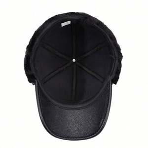 Gorro de Béisbol de Cuero PU con Protección para los Oídos, Cortavientos, para Ciclismo en Invierno, para Hombre, Informal, Cálido, con Peluche, para Deportes al Aire Libre, Novedad 2025 - Product Image 3