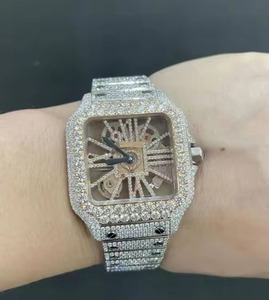 Luxury Stainless Steel Diamond Encrusted <b>Square</b> Mechanical <b>Watch</b> 40mm Analog ETA Movement Hollow Out Design <b>Men</b> Fashion - Product Image 4