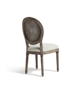 Chaise de salle à manger en bois de chêne vintage de style provincial français avec dossier en rotin et assise rembourrée - Product Image 4