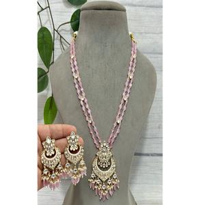 ชุดสร้อยคอจี้มุกมอสซาไนต์คุณภาพพรีเมียมสุดหรู ประดับด้วยพลอยโพลกี้และคุนดัน เหมาะสำหรับงานแต่งงานและงานปาร์ตี้สำหรับผู้หญิง - Product Image 2