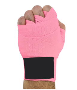 Pink Cotton Boxing <b>Hand</b> Wraps Elastic Unisex Solid Color All Seasons Protective Sports Bandages 3ft Length 2in Width - Product Image 4