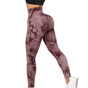 Leggings de sport taille haute tie-dye sans couture pour femme, pantalon de yoga et de fitness de qualité, effet scrunch, sexy - Product Image 2