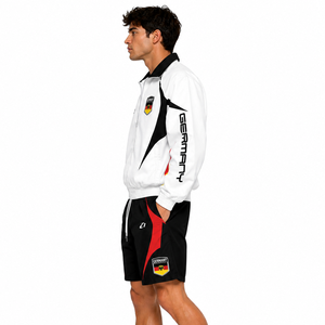 Conjunto de Chaqueta Cortavientos y Pantalones Cortos Personalizados de Moda con Diseño Nacional de Alemania, Chándal Sublimado para Equipos Deportivos, Ropa de Verano, Sudaderas con Capucha, Pedido al por Mayor - Product Image 3