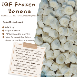 กล้วยแช่แข็งแบบ IQF รสหวานธรรมชาติ มีจำหน่ายแบบขายส่ง บรรจุกล่องละ 10 กิโลกรัม - Product Image 3