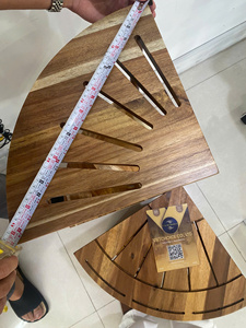 Teak Corner Shower <b>Stool</b>, 18" Inside Shower <b>Stool</b> with Storage Shelf, Waterproof <b>Bathroom</b> <b>Stool</b>, Adjustable Feet, Non-Slip - Product Image 3