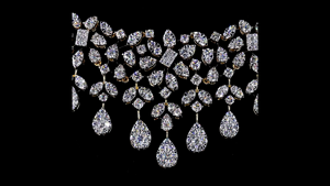 Bridal Illusion Setting <b>Necklace</b> with Lab Grown Diamonds Designer Wedding <b>Statement</b> <b>Necklace</b> Rose Gold Finish Party Jewelry - Product Image 3