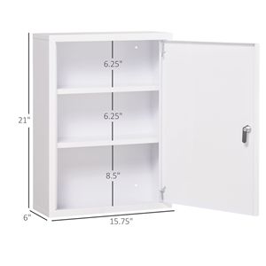 Armadietto Portamedicinali Bianco 40x53 cm con Serratura, 3 Ripiani in Acciaio, 2 Chiavi e Mensole per Bagno e Cucina - Product Image 3