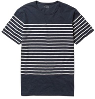 T-shirt pour homme de haute qualité 100% coton, imprimé à rayures, manches courtes, col rond, tricoté, écologique, 180g, coupe classique