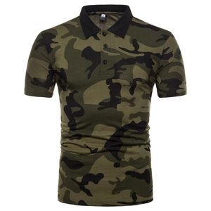 Polo de Punto con Estampado de Camuflaje para Hombre, Manga Corta, Corte Regular, Informal, Transpirable, de Poliéster - Product Image 3